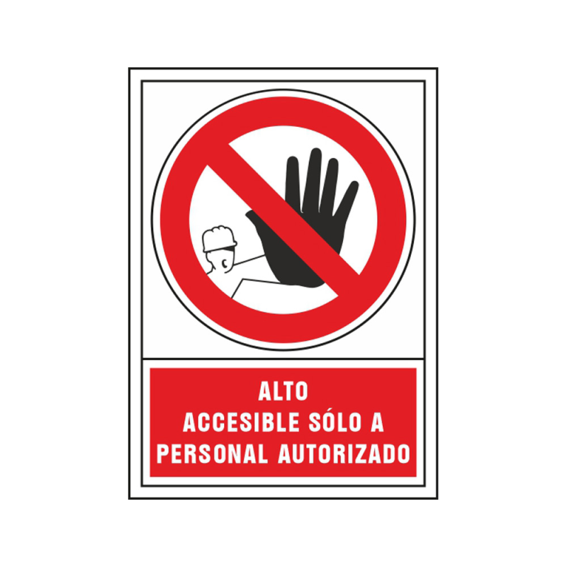 Pictograma syssa señal de prohibicion alto accesible solo a personal autorizado en pvc 245x345 mm
