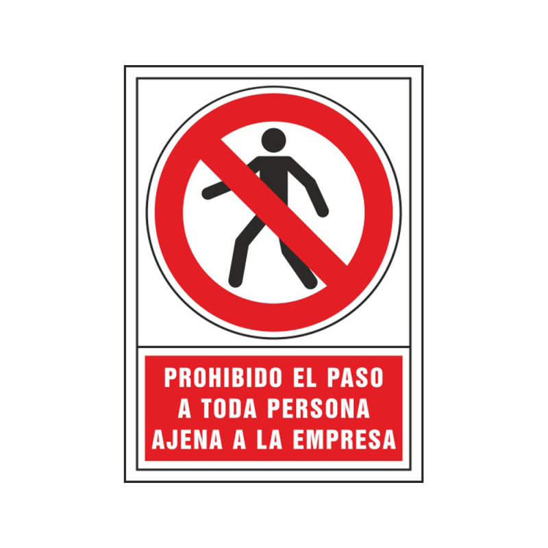 Pictograma syssa señal de prohibicion prohibido el paso a toda persona ajena a la empresa en pvc 245x345 mm