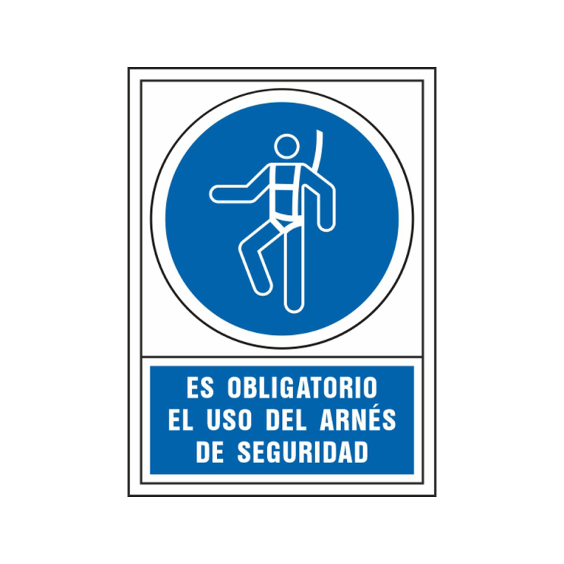 Pictograma syssa señal de obligacion es obligatorio el uso de arnes de seguridad en pvc 245x345 mm