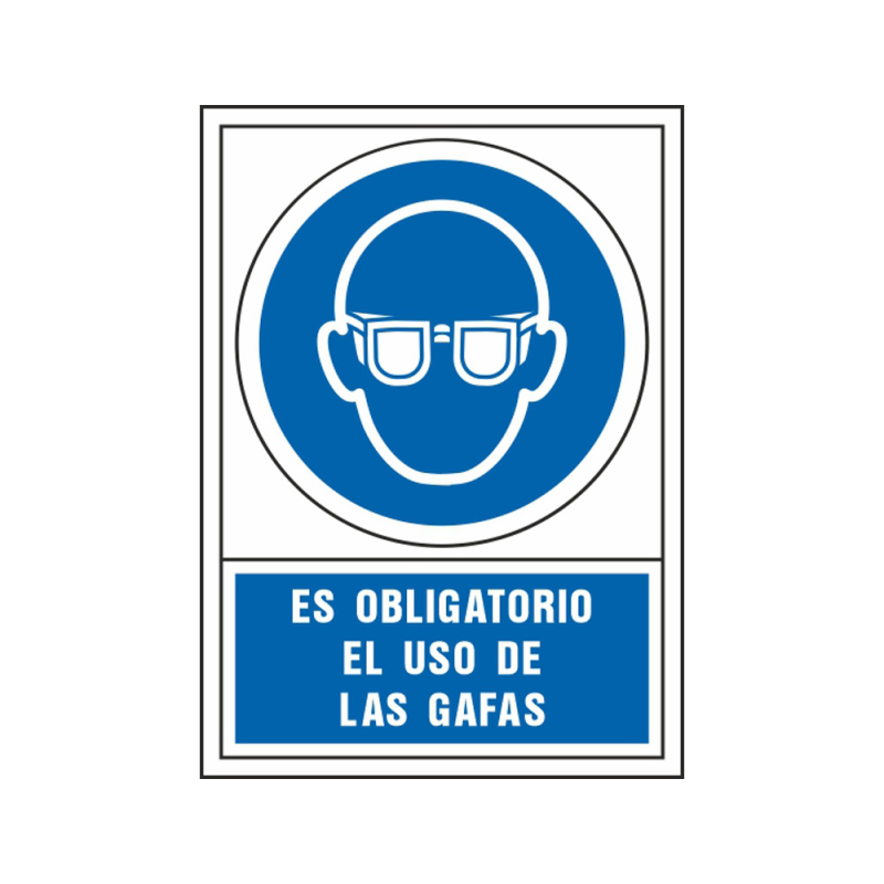 Pictograma syssa señal de obligacion es obligatorio el uso de las gafas en pvc 245x345 mm