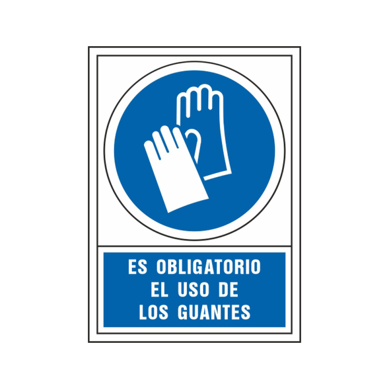 Pictograma syssa señal de obligacion es obligatorio el uso de los guantes en pvc 245x345 mm