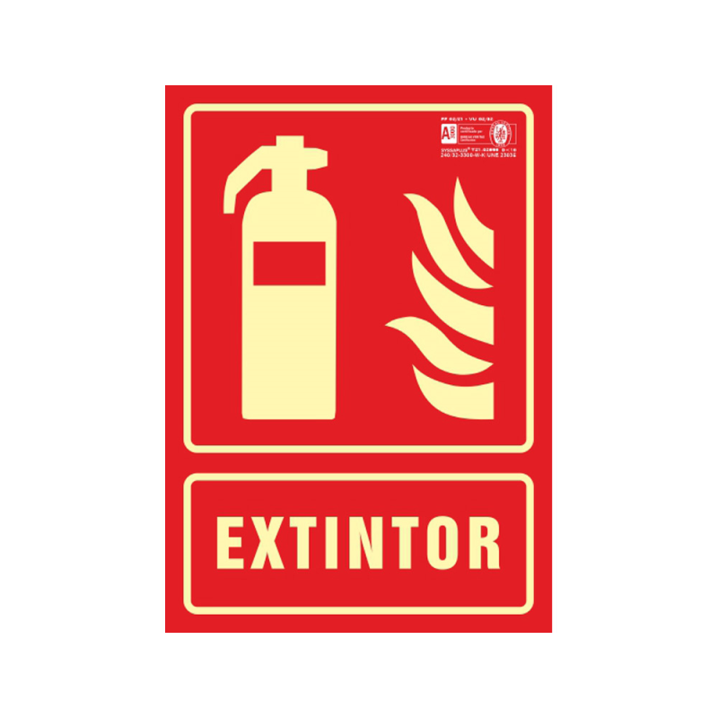 Pictograma syssa señal de extintor en pvc fotoluminiscente 210x297 mm