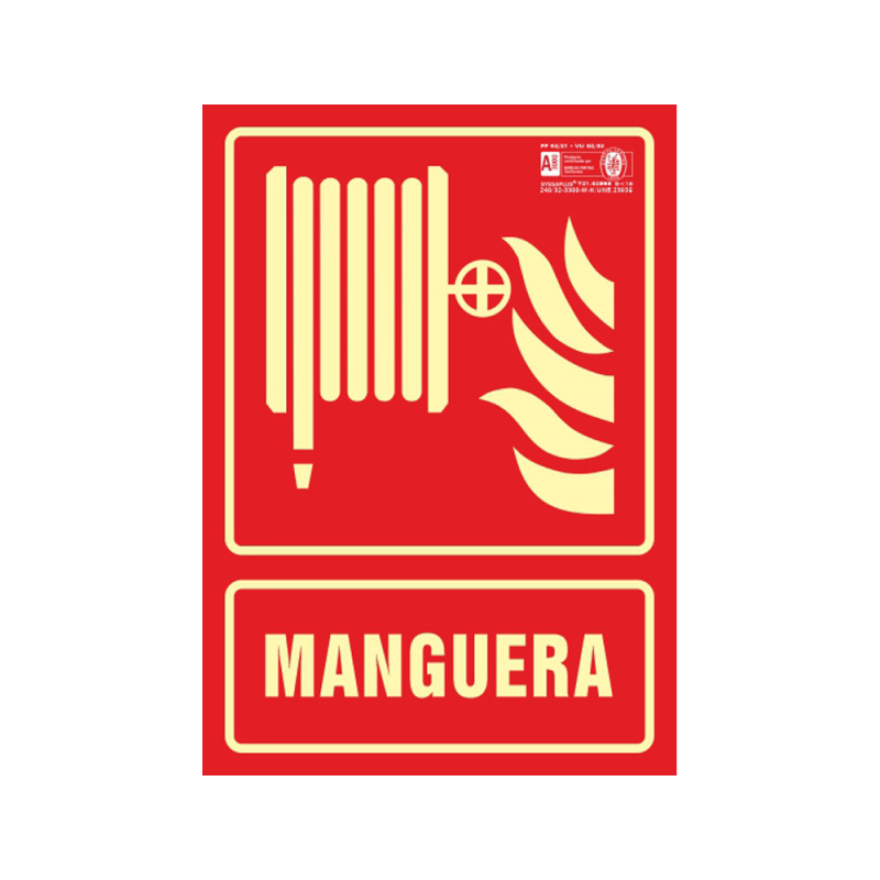 Pictograma syssa señal de manguera en pvc fotoluminiscente 210x297 mm