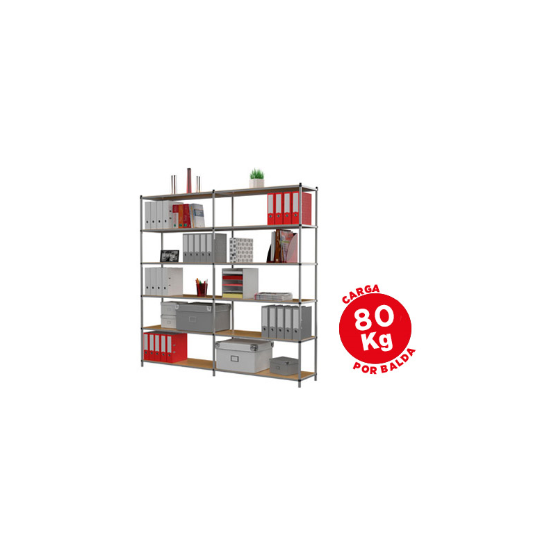 Estanteria paperflow metalica 6 estantes 80 kg por estante 200x100x35 cm base