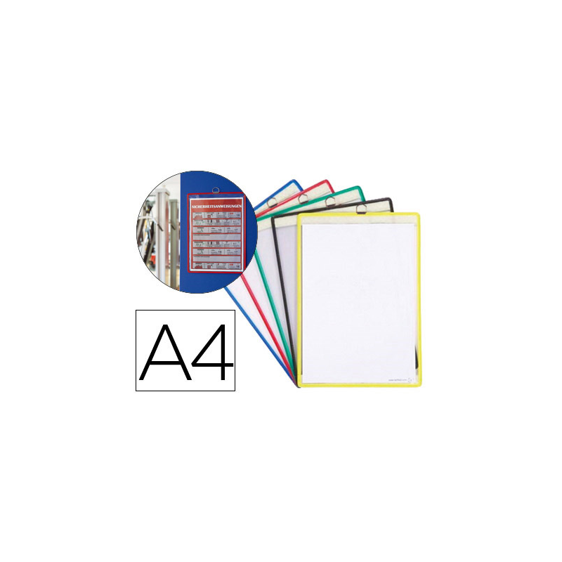 Funda para colgar djois din a4 anilla metalica ideal para pizarras de corcho pack de 5 unidades colores surtidos