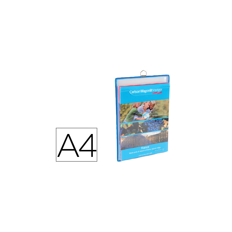 Funda para colgar djois din a4 anilla metalica formato vertical pack de 5 5 unidades color azul