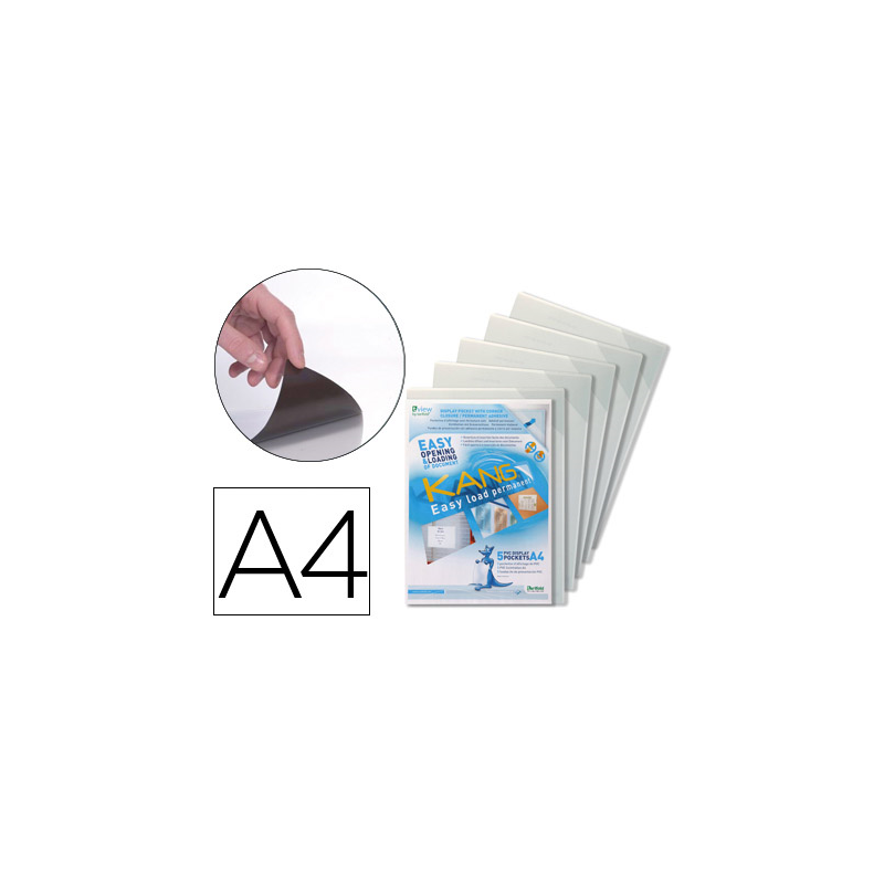 Funda de presentacion djois adhesiva permanente rigida y anti reflejo din a4 pack 5 unidades