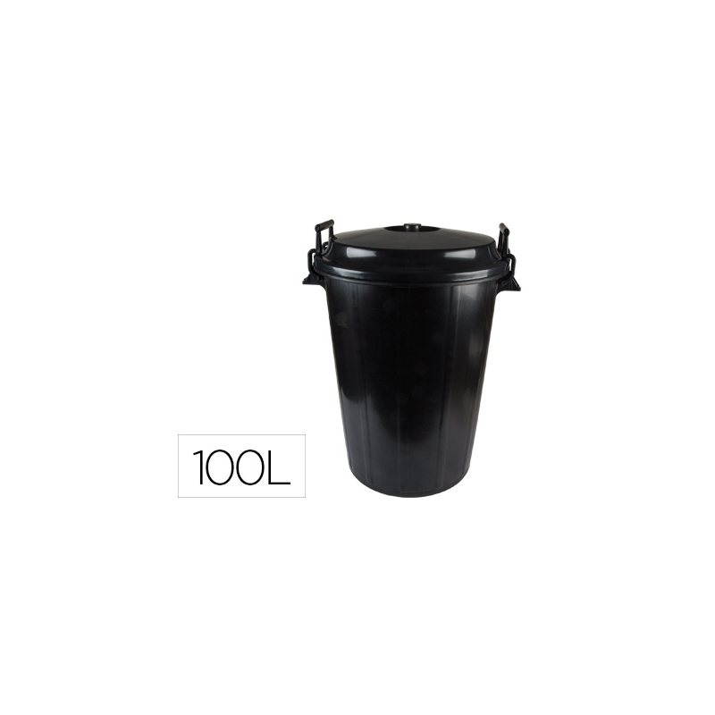 Cubo de basura con tapa negro 100 l para bolsas 85x105 cm