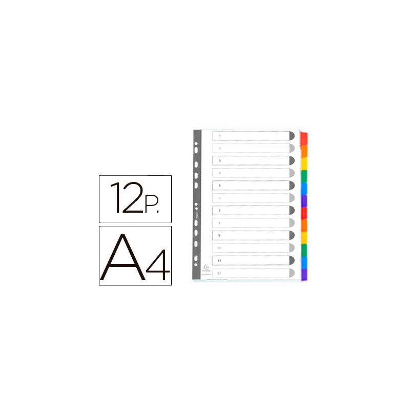 Separador exacompta cartulina juego de 12 separadores din a4 multitaladro color blanco