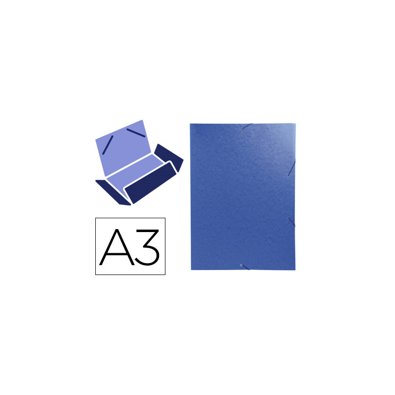 Carpeta exacompta gomas carton simil-prespan tres solapas din a3 azul