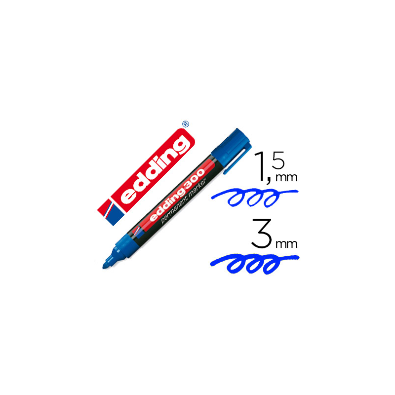 Rotulador edding marcador permanente 300 azul punta redonda 1,5-3 mm recargable