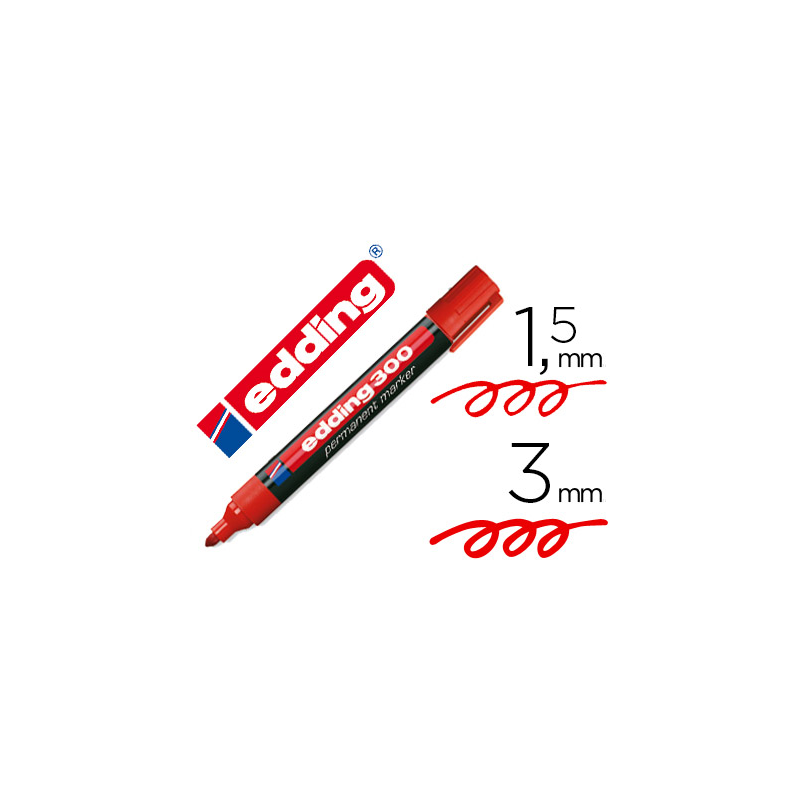 Rotulador edding marcador permanente 300 rojo punta redonda 1,5-3 mm recargable