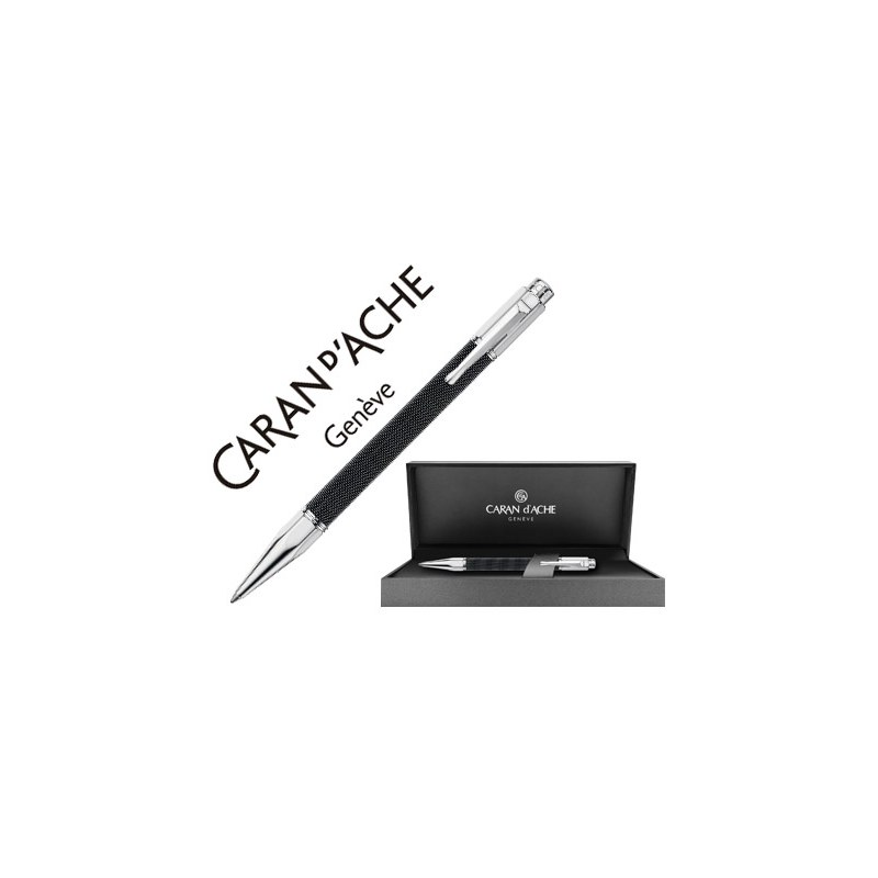Boligrafo caran d'ache varius ivanhoe cota de malla acero negro placado rodio con estuche punta media