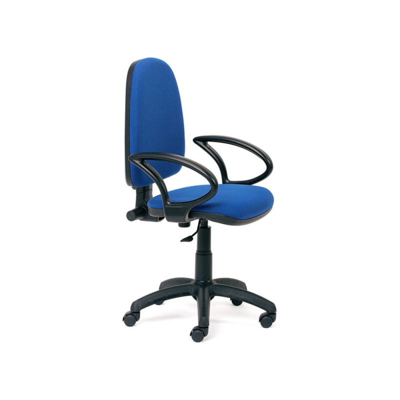 Silla rocada con brazos color azul diametro base 610 mm respaldo de 490 mm x 420 mm