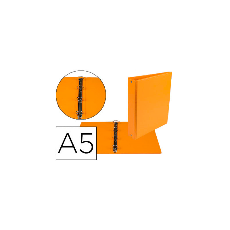 Carpeta de 4 anillas 25 mm redondas liderpapel a5 carton forrado pvc naranja