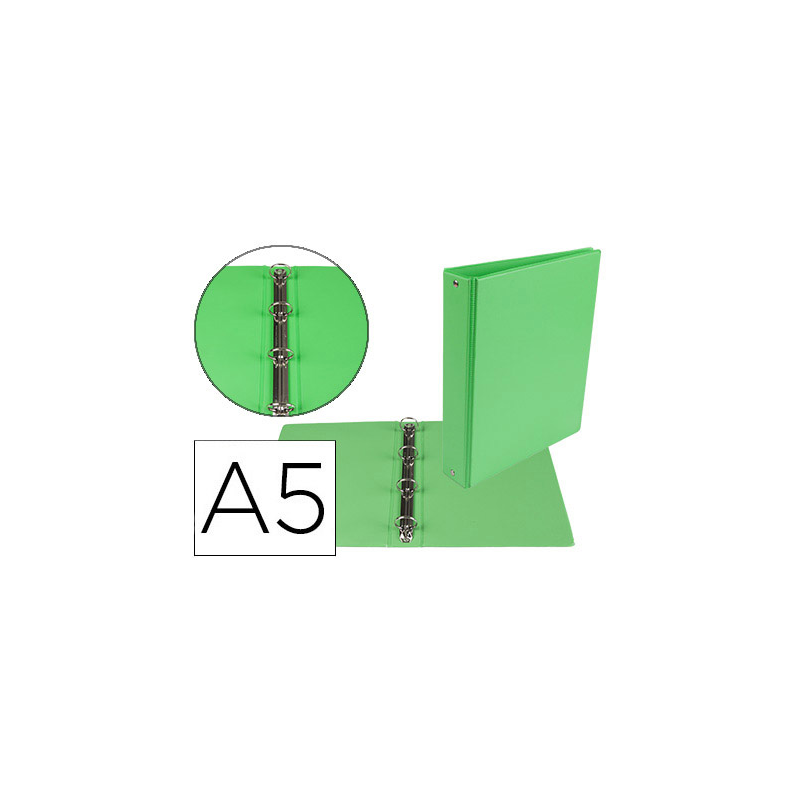 Carpeta de 4 anillas 25 mm redondas liderpapel a5 carton forrado pvc verde