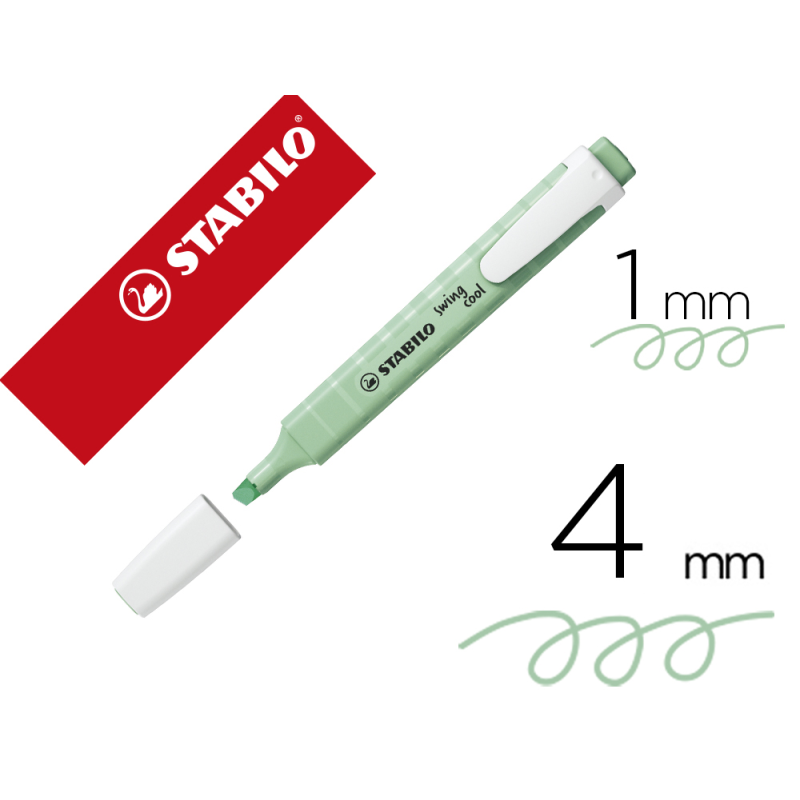 Rotulador stabilo fluorescente swing cool pastel verde menta