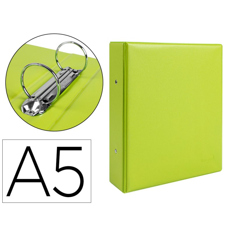 Carpeta de 2 anillas 40 mm redondas liderpapel a5 carton forrado pvc verde