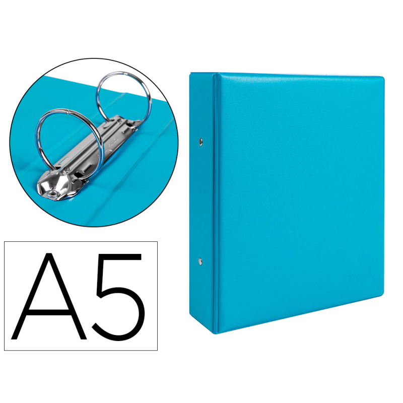 Carpeta de 2 anillas 40 mm redondas liderpapel a5 carton forrado pvc azul