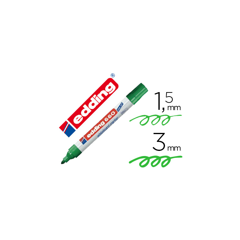 Rotulador edding para pizarra blanca 660 color verde punta redonda 1,5-3 mm
