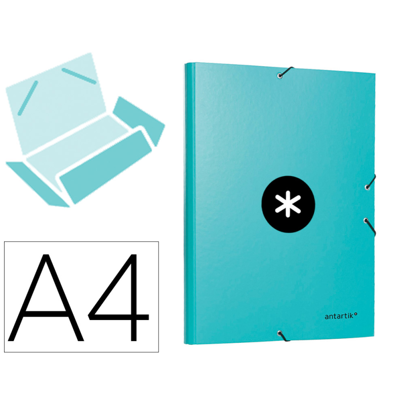 Carpeta antartik gomas tres solapas carton forrado a4 color menta
