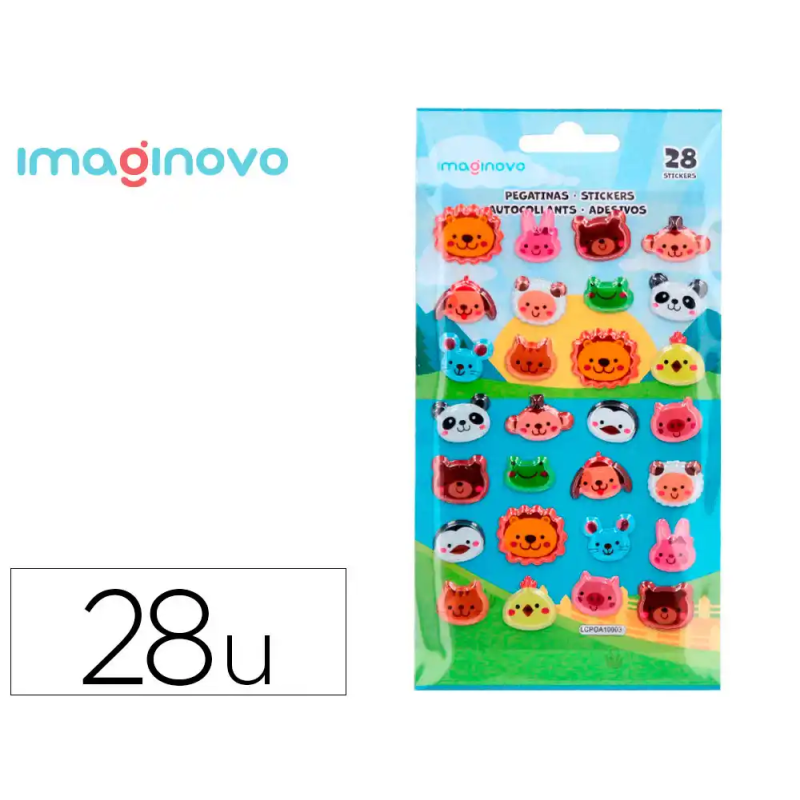 Pegatinas imaginovo cute animales salvajes caras con relieve 190x105 mm en blister