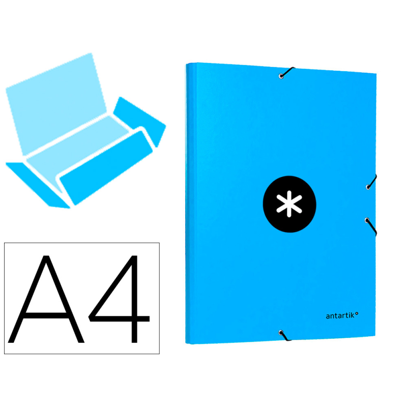 Carpeta antartik gomas tres solapas carton forrado a4 color azul