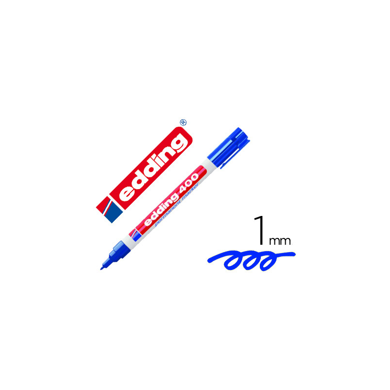 Rotulador edding marcador permanente 400 azul punta redonda 1 mm recargable