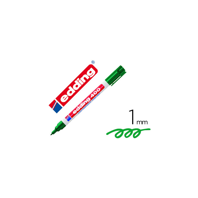 Rotulador edding marcador permanente 400 verde punta redonda 1 mm recargable