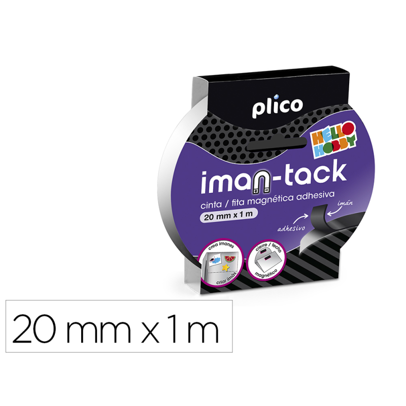 Cinta adhesiva plico imantada 20mm x 1m