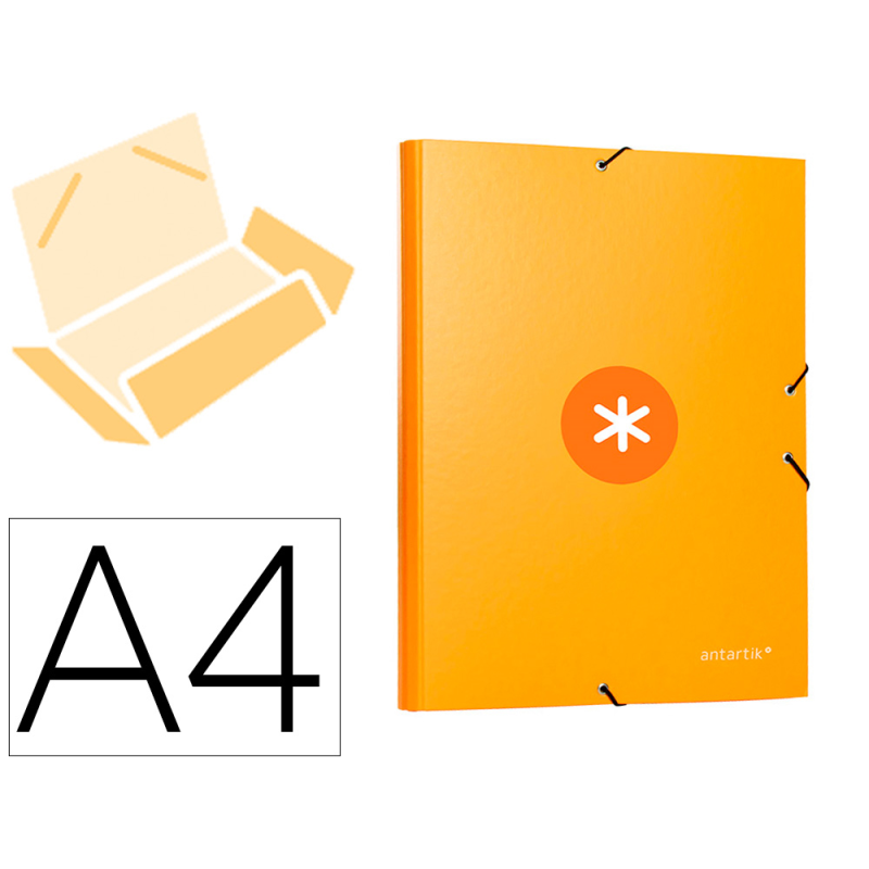 Carpeta antartik gomas tres solapas carton forrado a4 color mostaza