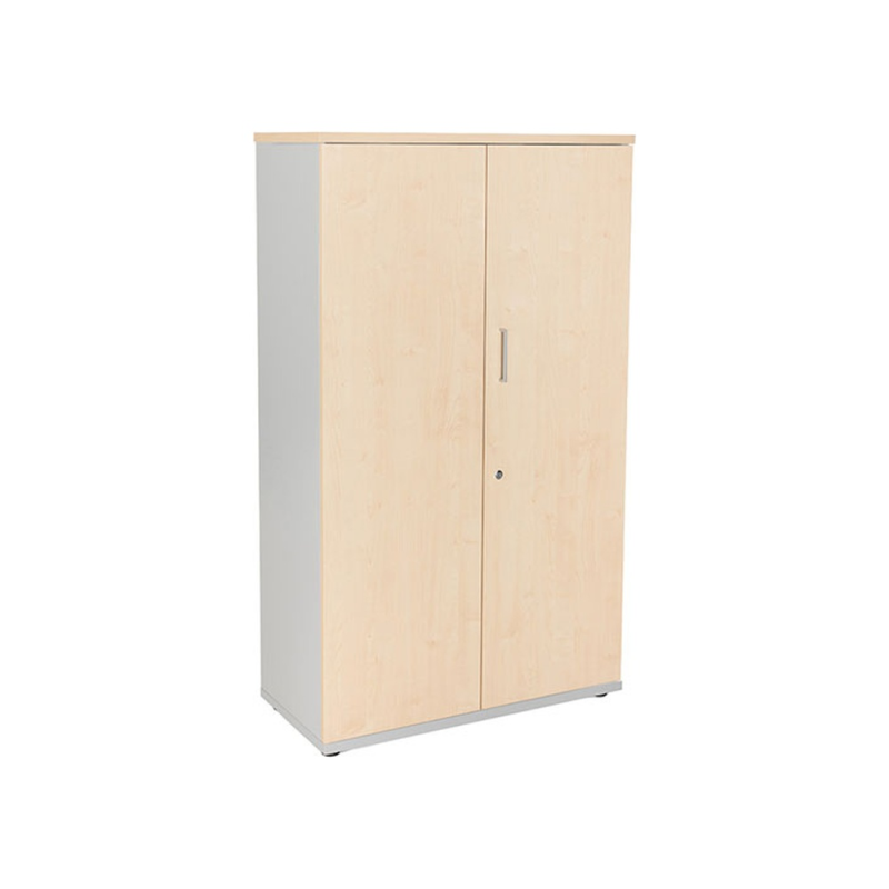 Armario rocada con tres estantes y dos puertas enteras serie store 156x90x45 cm acabado an01 gris/haya