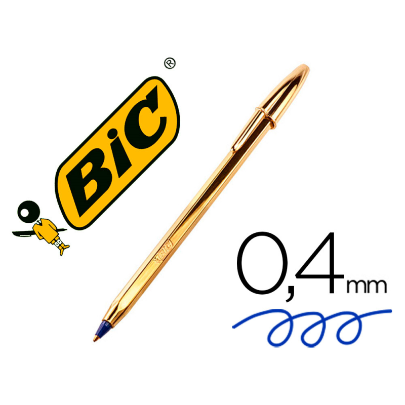Boligrafo bic cristal celebration oro tinta azul unidad