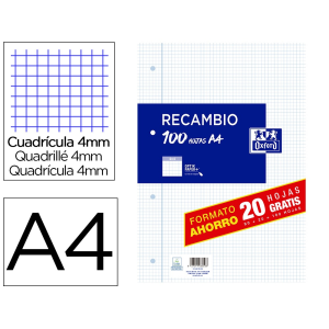 Recambio oxford a4 80 hojas...
