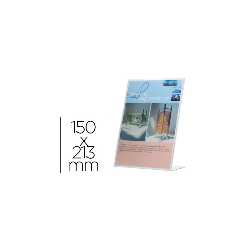 Expositor sobremesa q-connect con forma de l metacrilato 150x213 mm