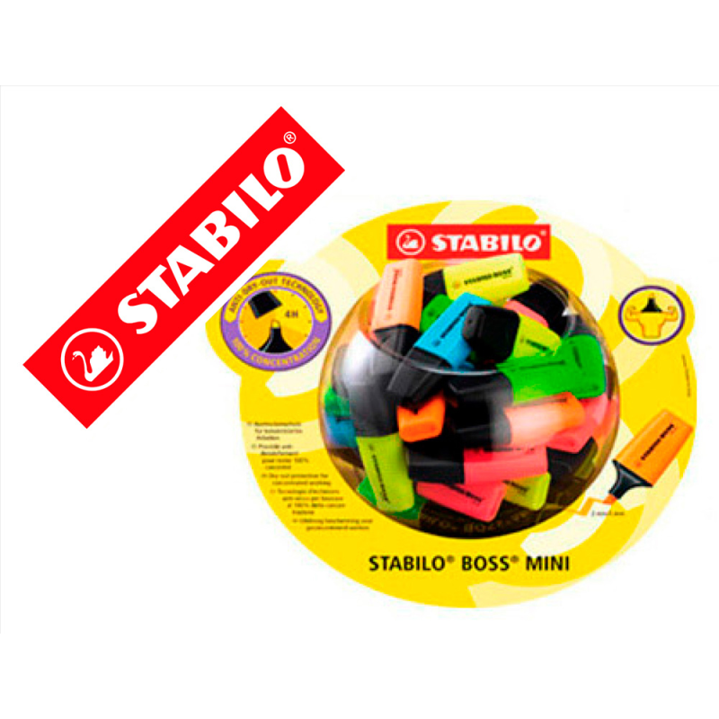 Rotulador stabilo boss mini fluorescente expositor bombonera de 50 unidades colores surtidos