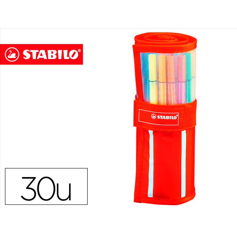 Rotulador stabilo acuarelable pen 68 estuche de 24 colores estandar + 6 colores neon