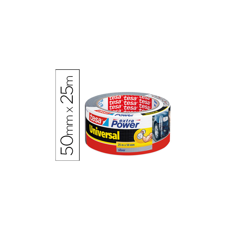Cinta adhesiva tesa americana 25 mt x 50 mm extra power color plata