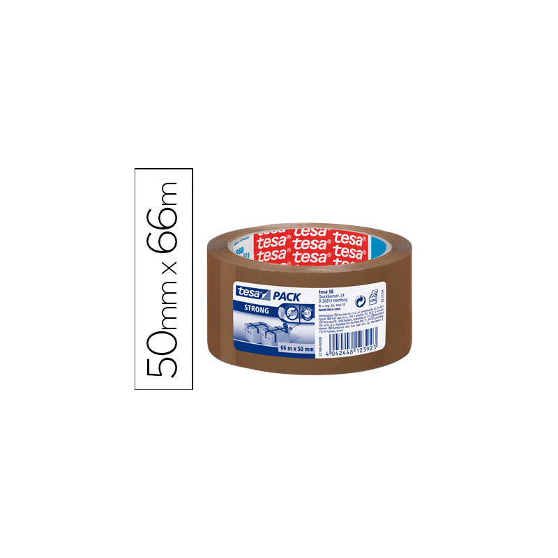 Cinta adhesiva tesa marron strong 66 mt x 50 mm para embalaje bajo ruido