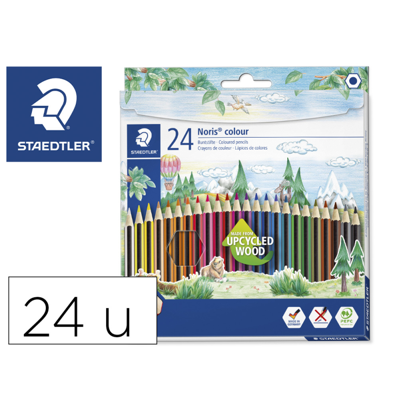 Lapices de colores staedtler upcycled wood ecologico 24 colores en caja de carton