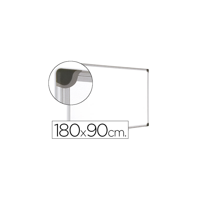 Pizarra blanca bi-office magnetica maya w ceramica vitrificada marco de aluminio 180 x 90 cm con bandeja para