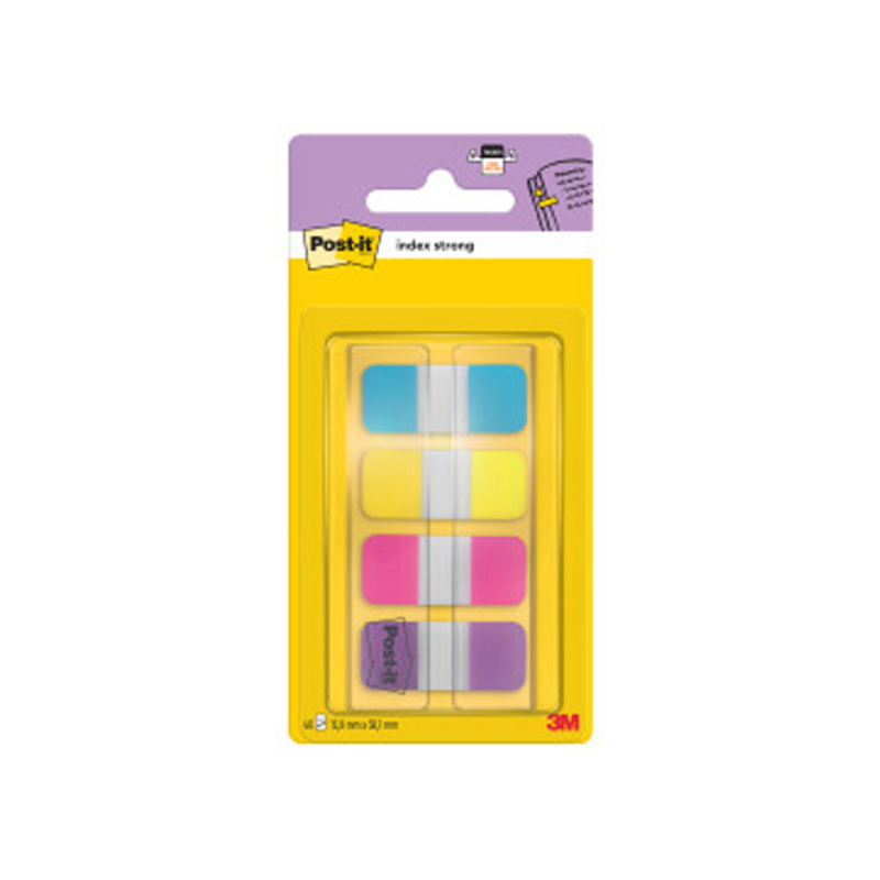 Banderitas separadoras rigidas dispensador 4 colores amarillo azul rosa y violeta post-it index 676-aypv-eu