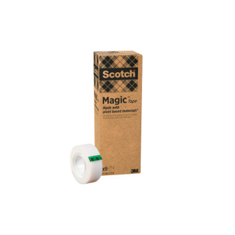 Cinta adhesiva scotch magic invisible eco 33 mt x 19 mm pack de 9 unidades