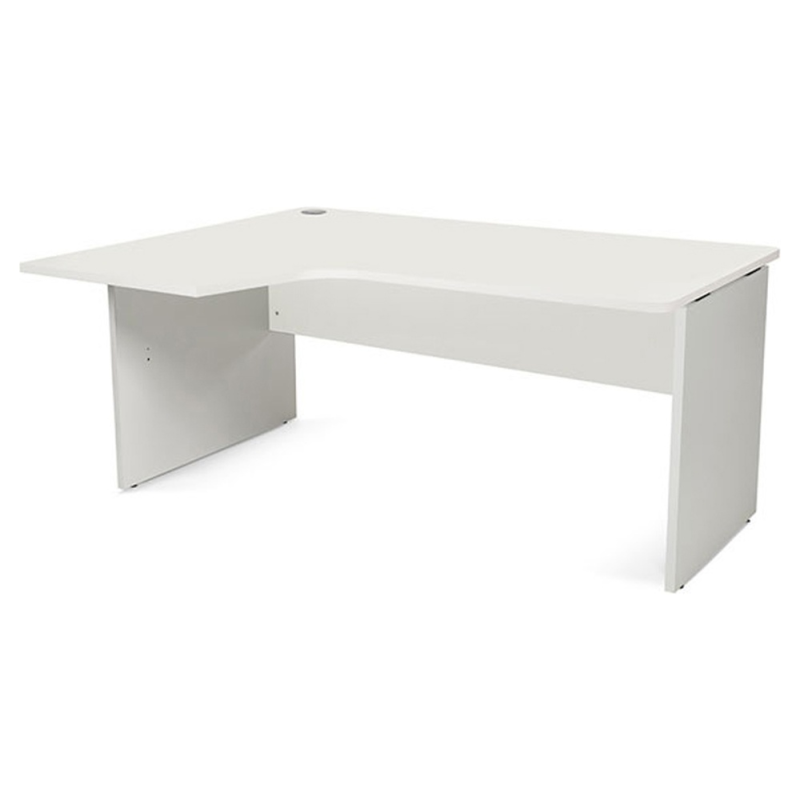 Mesa rocada serie work 160x110x76 cm izquierda acabado an04 gris/blanco