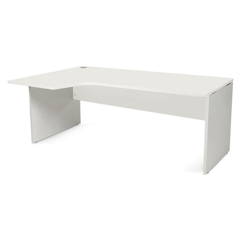 Mesa rocada serie work 180x110x76 cm izquierda acabado an04 gris/blanco