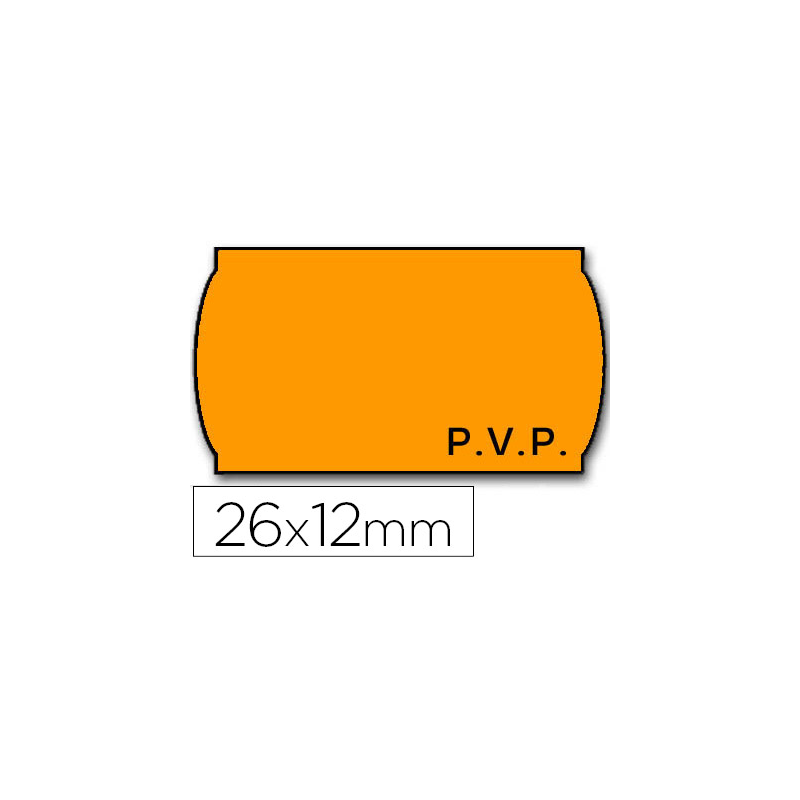 Etiquetas meto onduladas 26x12 mm pvp naranja fluor adh.2 rollo 1500 etiquetas para etiquetadora tovel