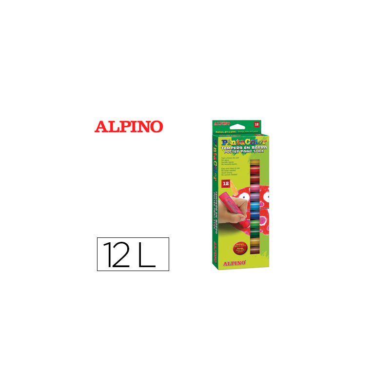 Tempera en barra alpino pintacolor caja de 12 colores surtidos