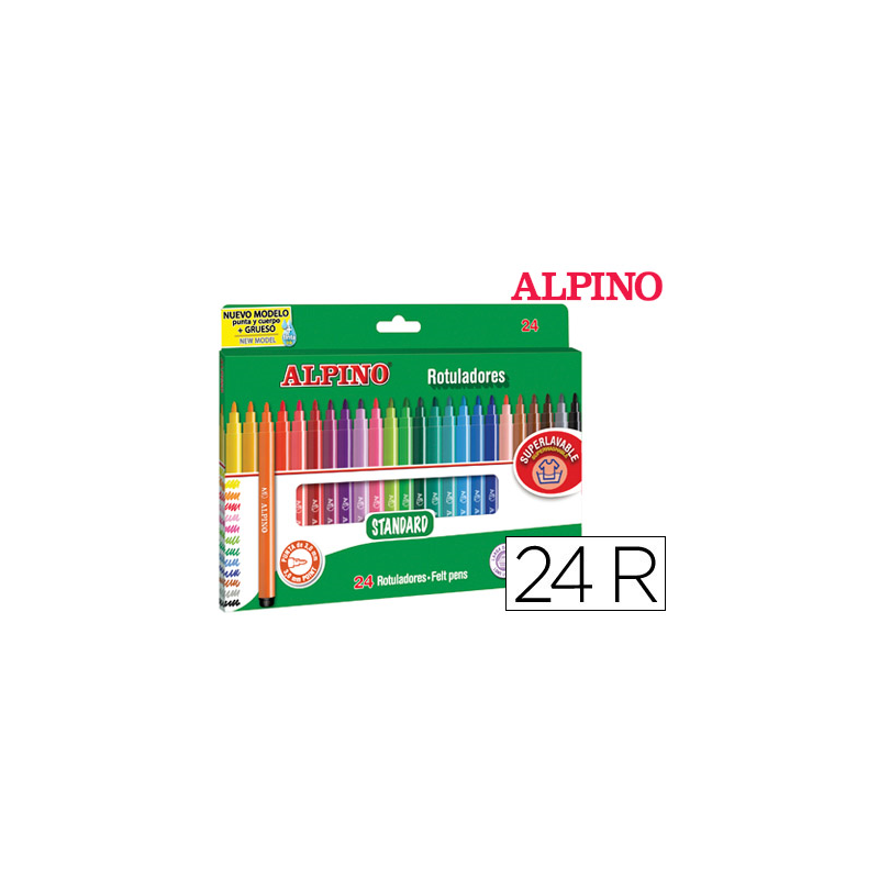 Rotulador alpino standard caja de 24 unidades colores surtidos