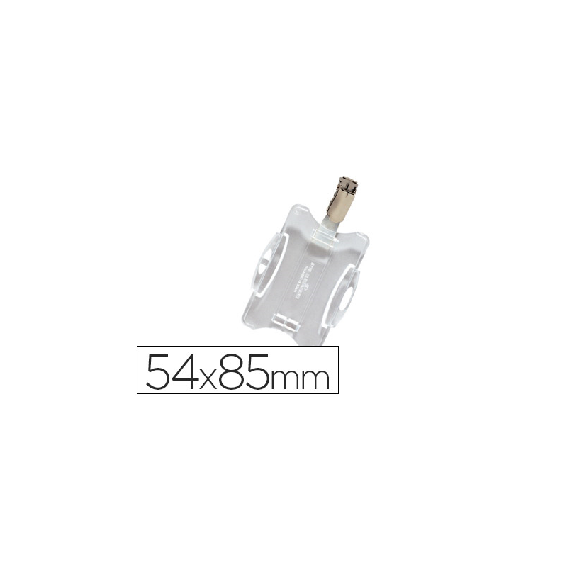 Identificador con pinza giratoria durable uso vertical/horizontal 54x85 mm