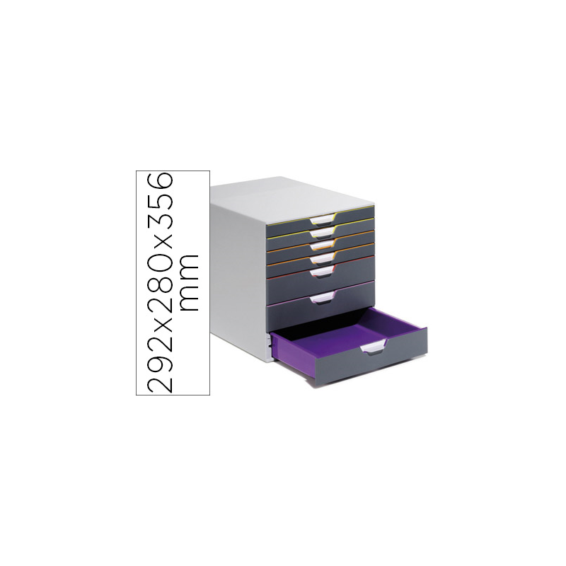 Fichero cajones de sobremesa durable varicolor apilables 7 cajones plastico 292x280x356 mm